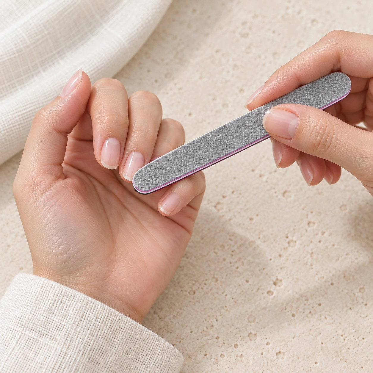 ネイルファイル５個セット 100G/180G 爪先に近づける場面